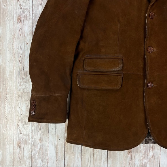 SOLD! FLYNT Distressed Leather Hybrid Coat Jacket Size 42R - Picture 9 of 16